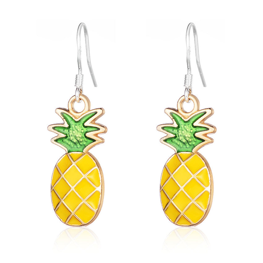 Pineapple Dangle Earrings Tropical Fruit Dangle Earrings Jewelry