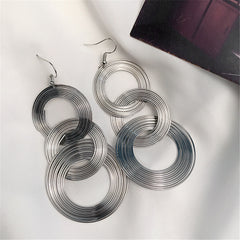 Geometric Multi-layer Metal Hoop Circle Dangle Drop Earring for Women