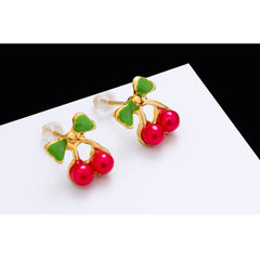 Red Cherry Drop Earrings  Resin Fruit Dangle Earring